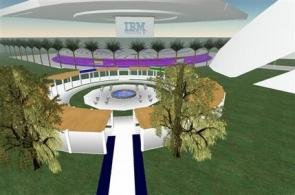 Uno de los edificios de IBM en Second Life